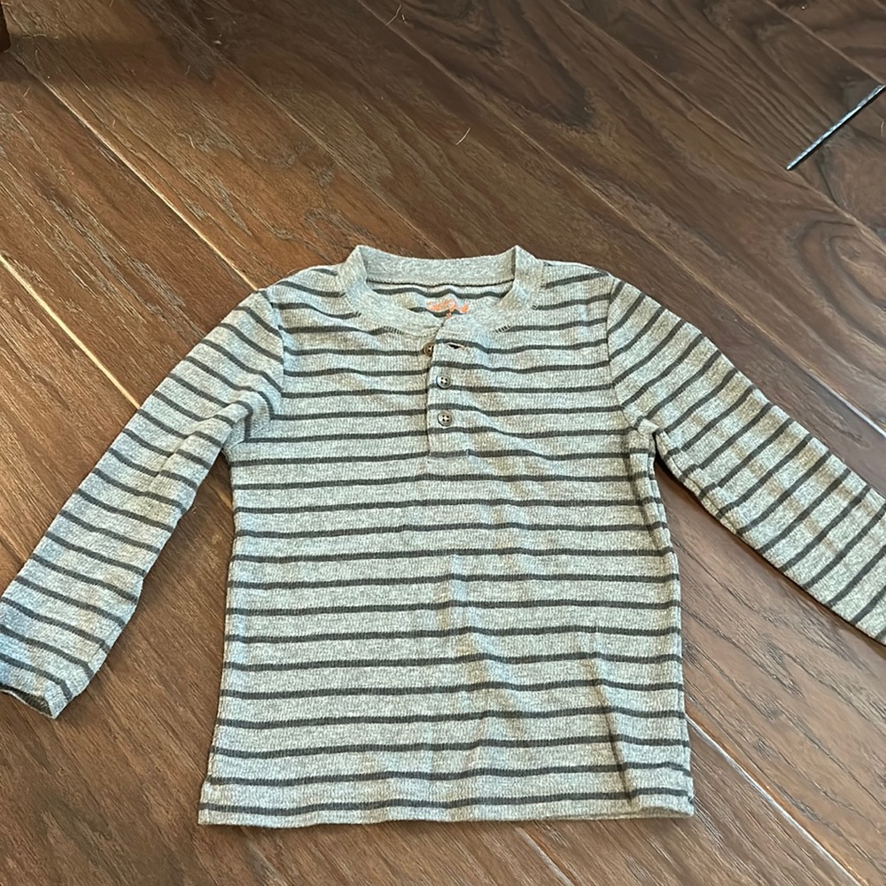 Toddler Boys Light and Dark Grey striped Longsleeve shirt